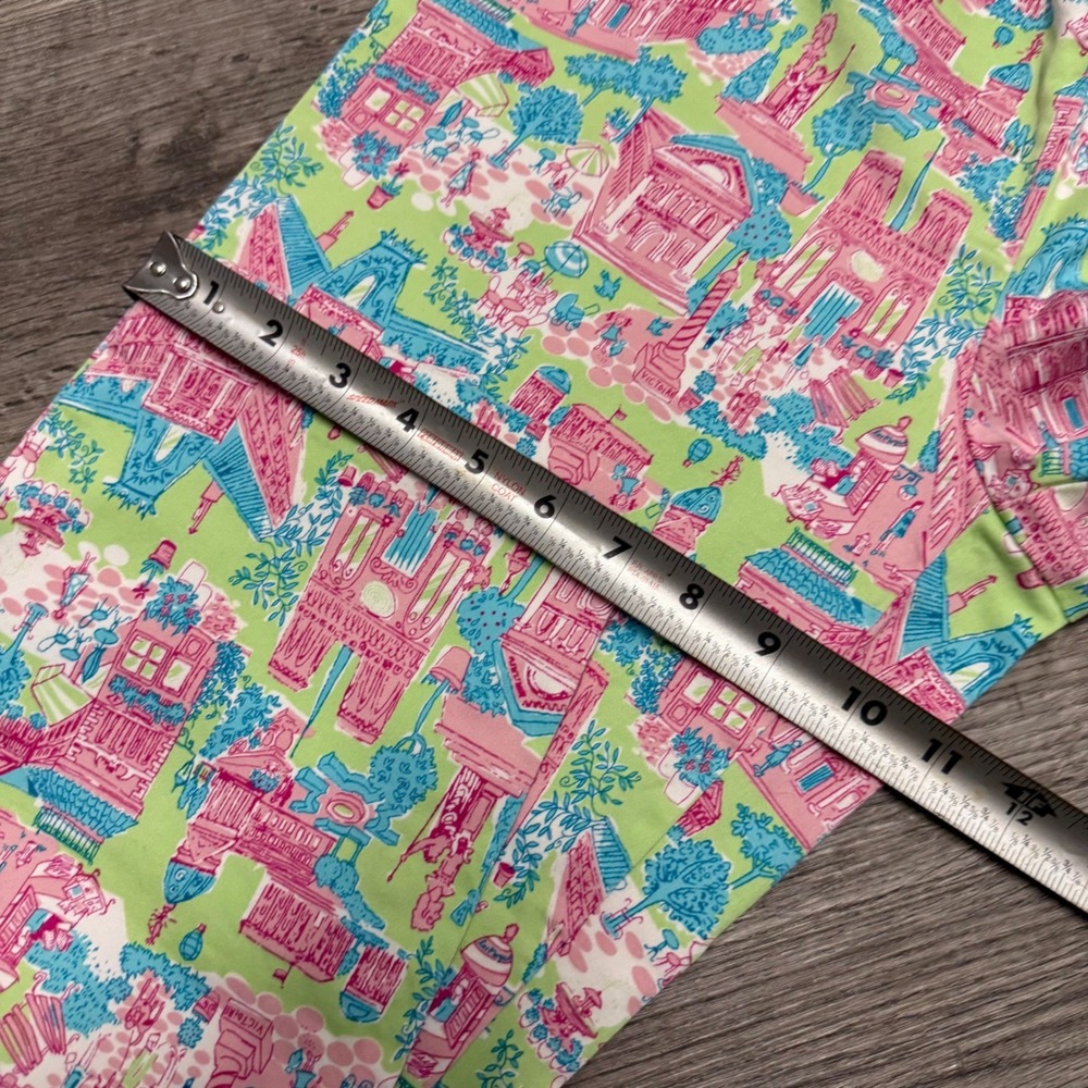 Harris Wallace New York Petite‎ Pink Green Novelty Print Ankle Pants Size 10P - Picture 9 of 11